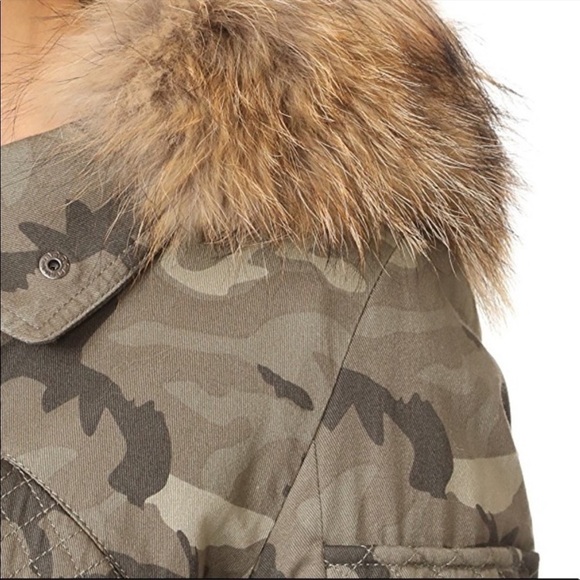 Generation Love Fran Camo Fur Hood Bomber Zip Up Jacket Size Medium Winter Cozy - Picture 3 of 11